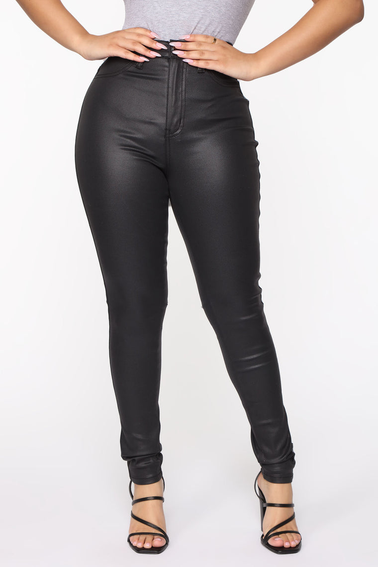 black coated denim skinny jean