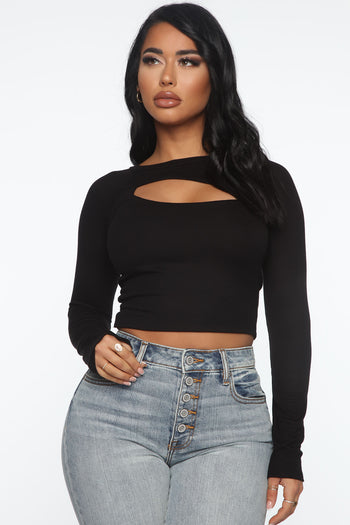 Top Notch Ribbed Crop Top - Black, Fashion Nova, Knit Tops