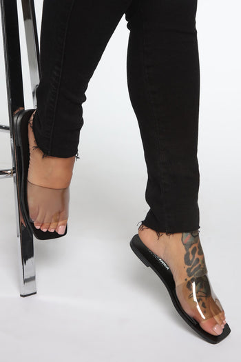 The Glass Edge Heeled Sandal - Black