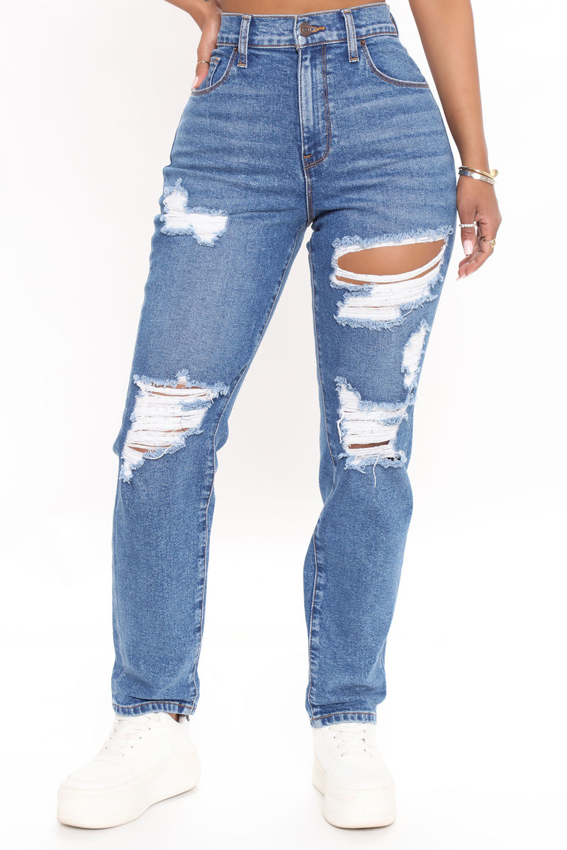 Because I Said So Destroyed Mom Jeans - Medium Blue Wash | Fashion Nova ...