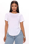 Annie Cuffed Short Sleeve Top - White