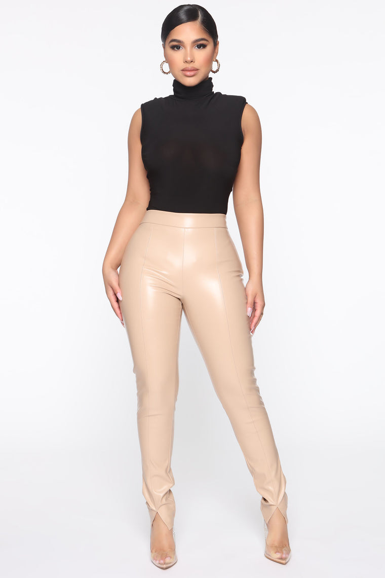 taupe leather pants