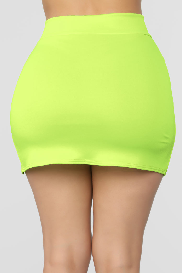 neon green bodycon skirt