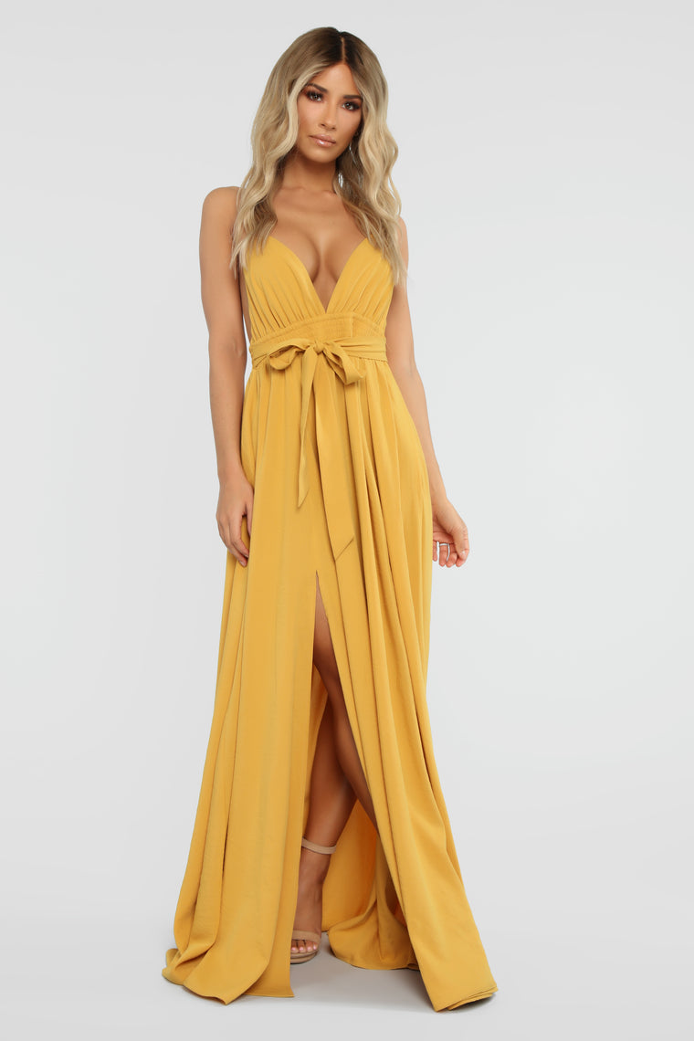 maxi dress mustard yellow