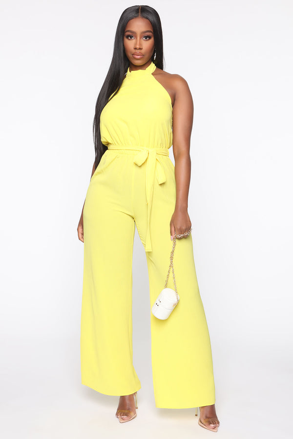 Simple Elegance Halter Jumpsuit - Yellow – Fashion Nova