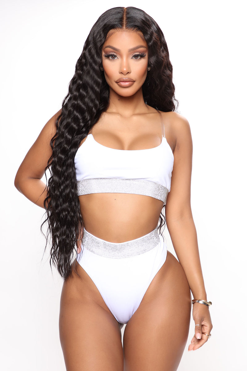 white rhinestone two piece set