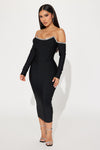 Shaken Not Stirred Bandage Midi Dress - Black