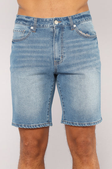 mens jean booty shorts