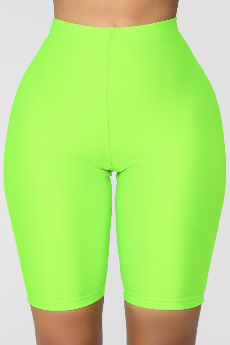 biker shorts lime green