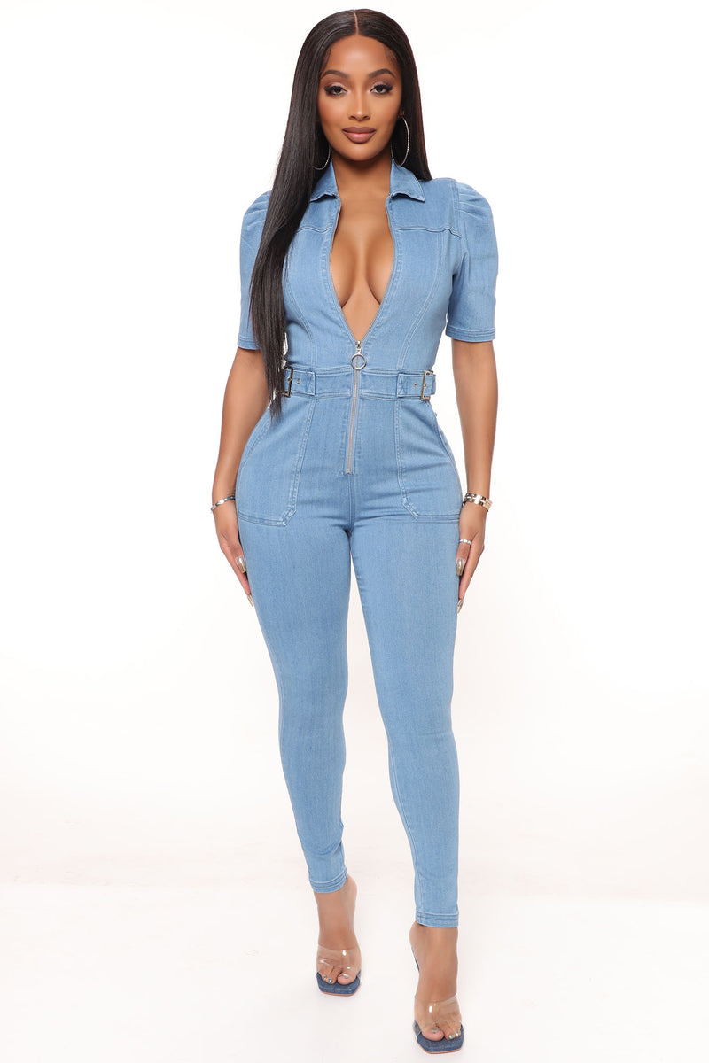 Buckle Up Denim Jumpsuit - Medium Wash | Fashion Nova, Jumpsuits ...