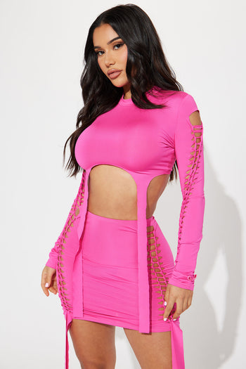 Simple Addiction Ribbed Skirt Set - Pink, Fashion Nova, Matching Sets