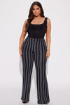 Victoria High Waisted Striped Dress Pant - Black/White