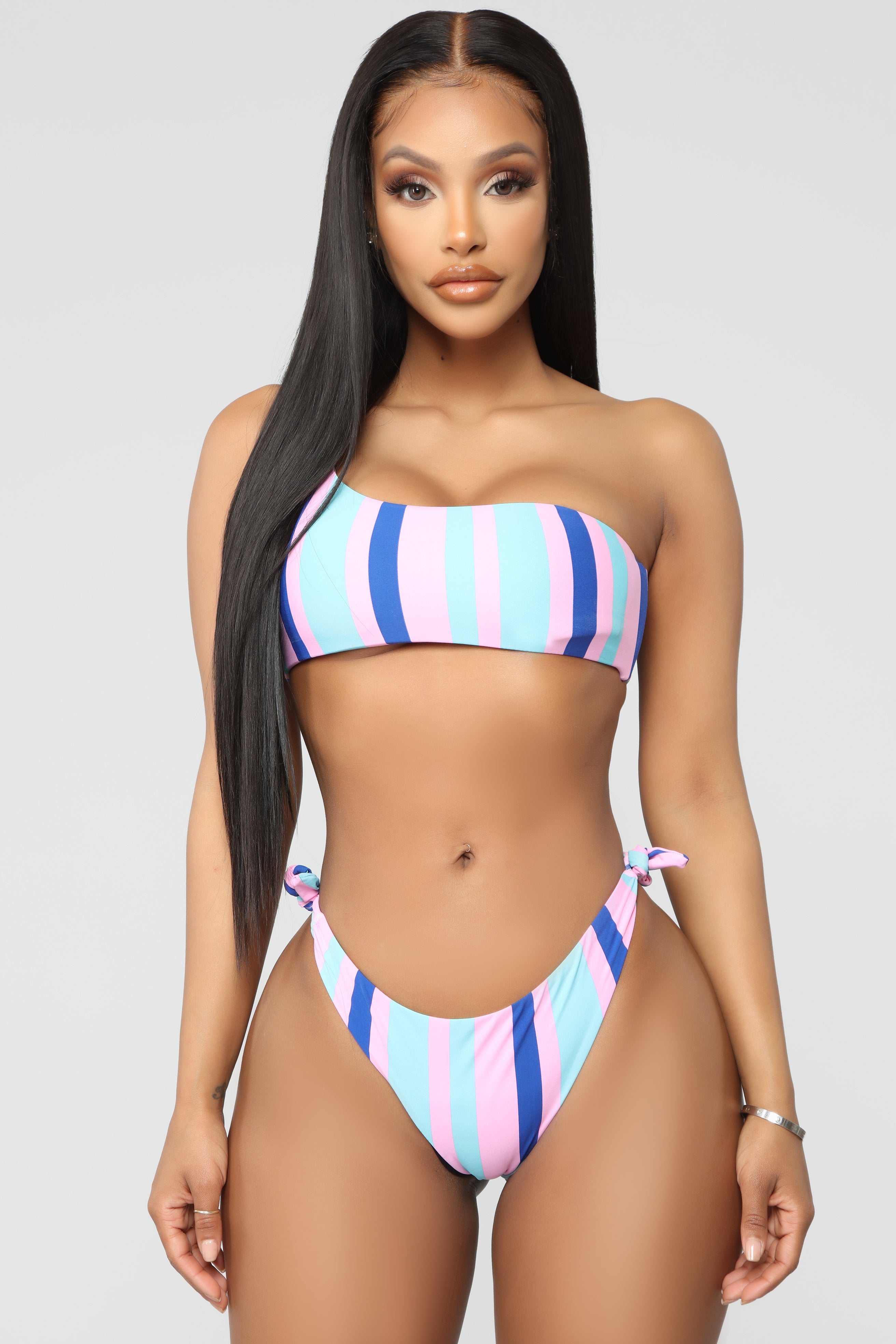 striped 2 piece swimsuit