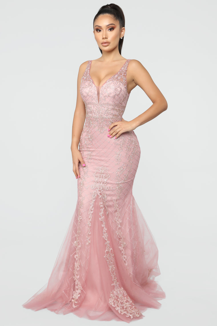 An Evening Out Embellished Gown Rose Dresses Fashion Nova