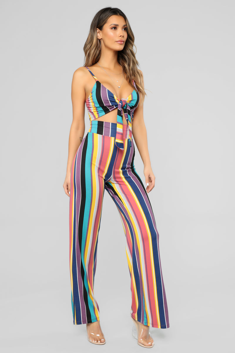 Catch The Flow Stripe Pant Set - MultiColor | Fashion Nova, Matching ...