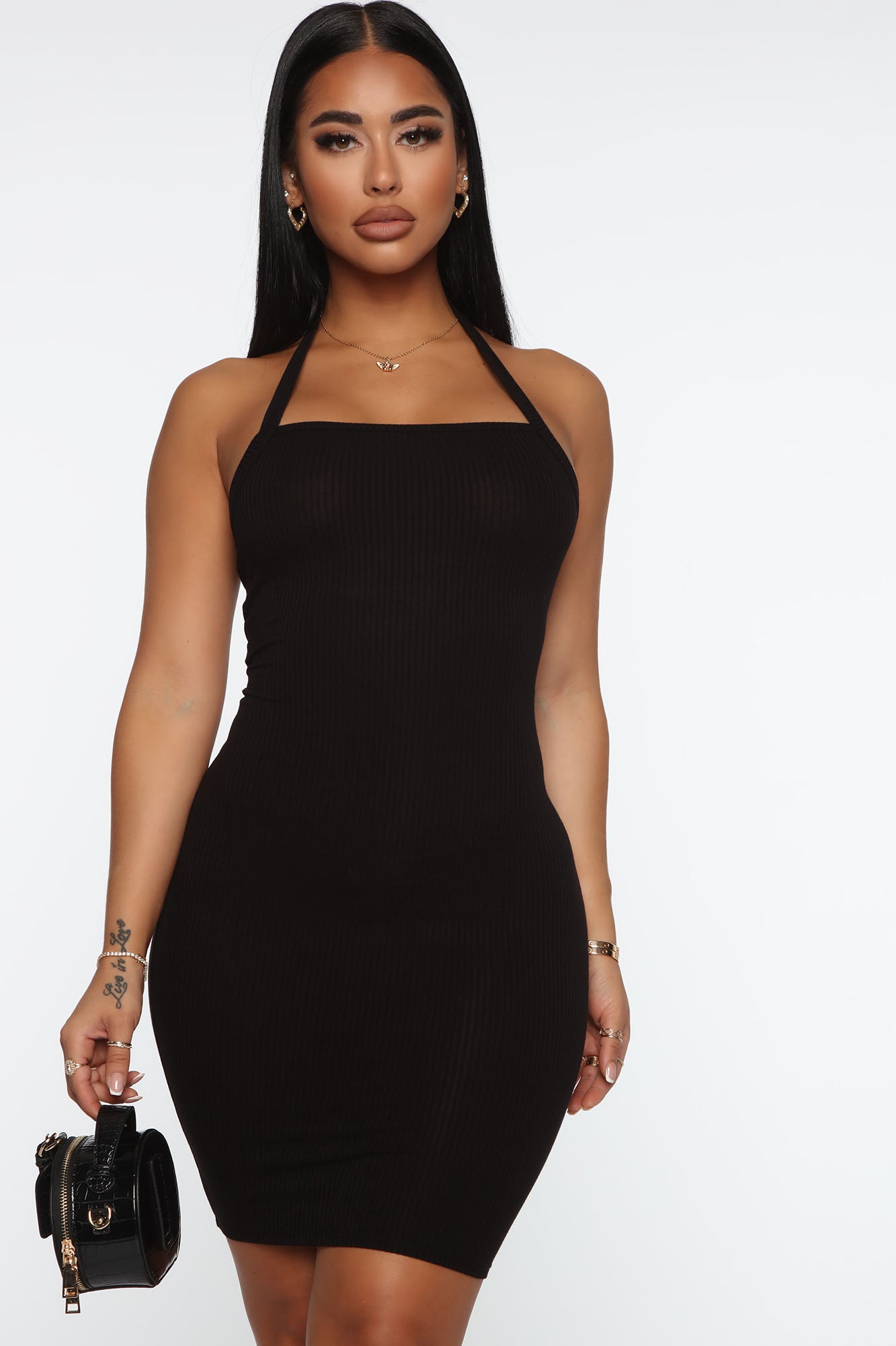 Buy HALTER NECK ELEGANT BLACK SHORT BODYCON DRESS for Women Online in India