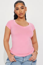 Carla Basic V Tee - Pink