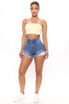 Drive Away Denim Shorts - Medium Blue Wash