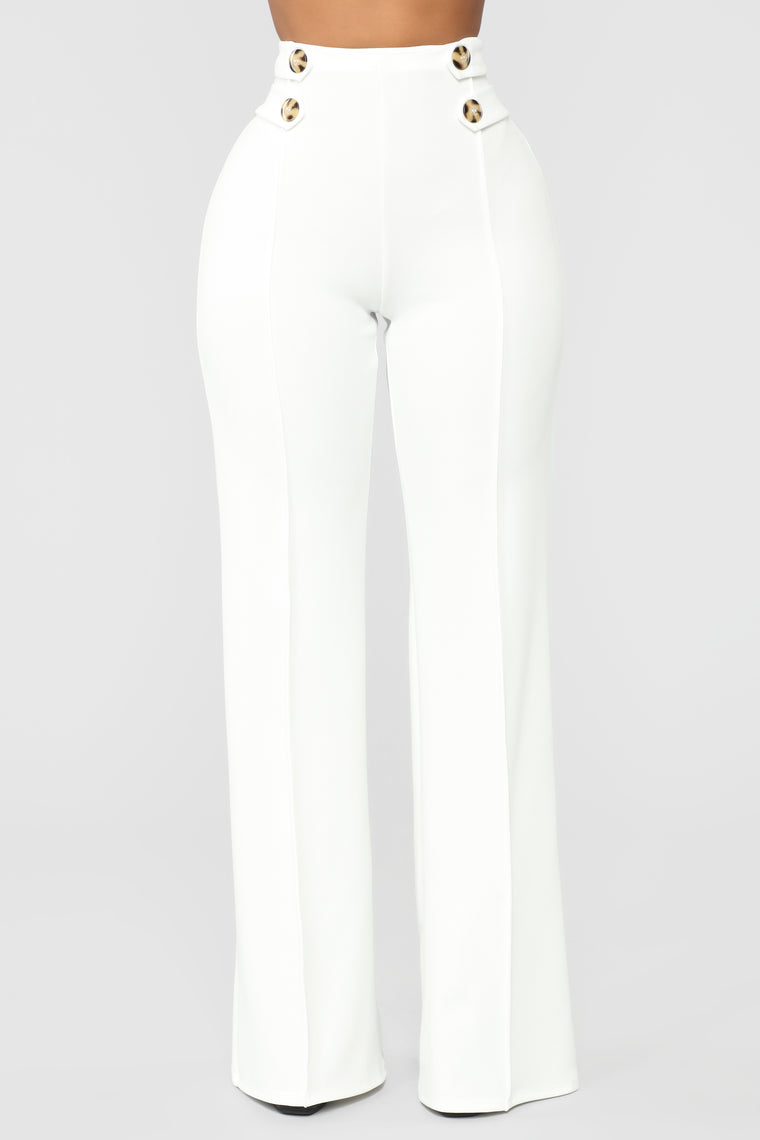 white flare pants outfit