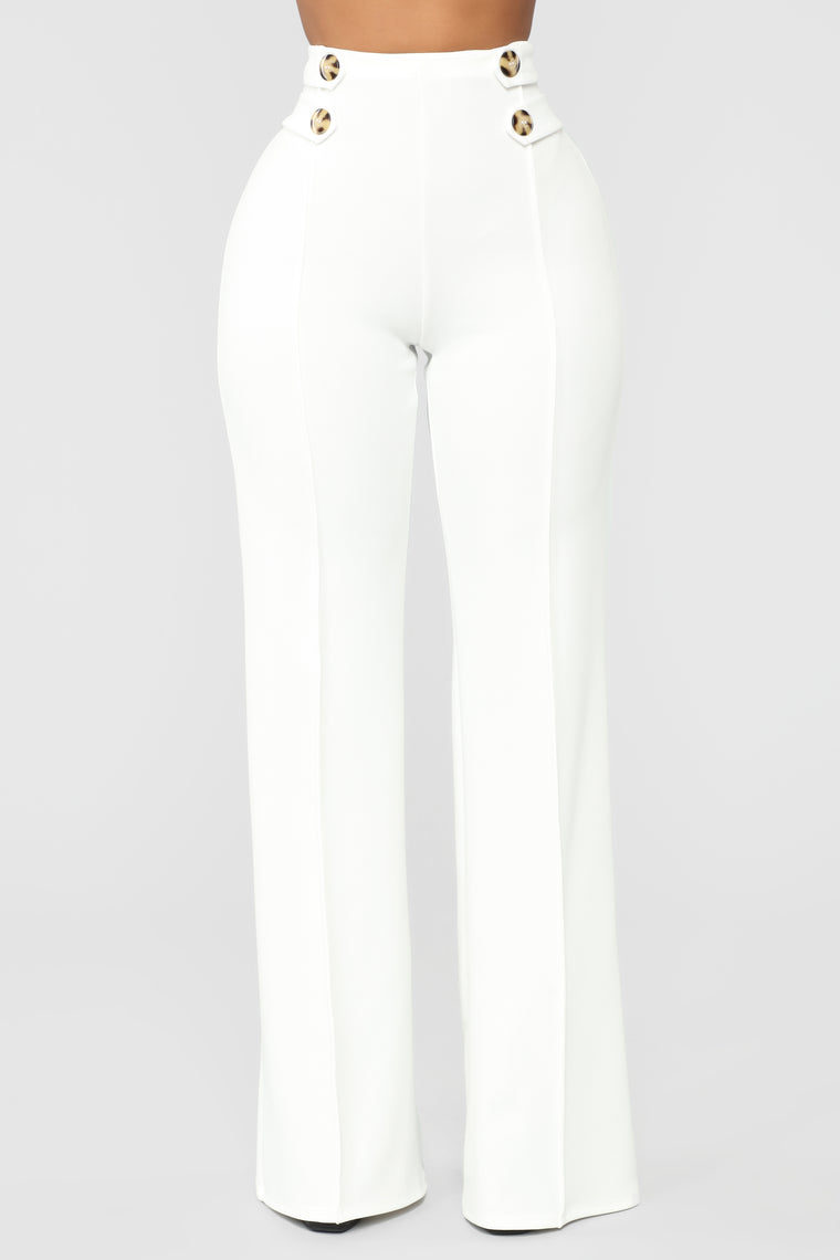 white high waisted flares