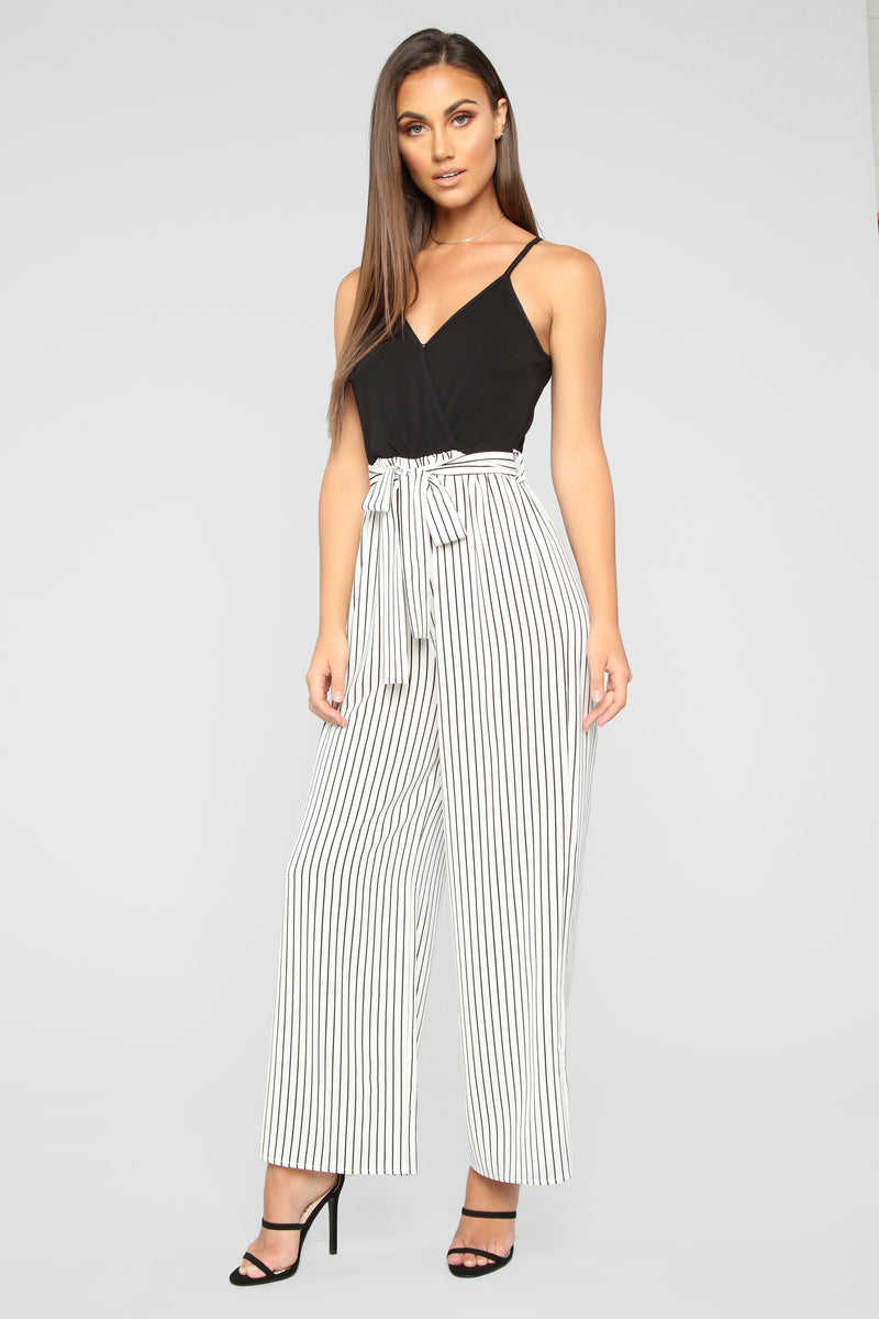 See The Sights Stripe Jumpsuit - Off White/Black | Fashion Nova ...