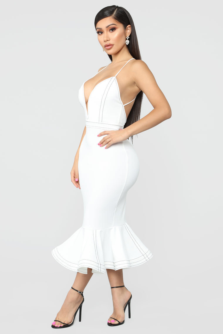 Cristelle Mermaid Midi Dress - Ivory 