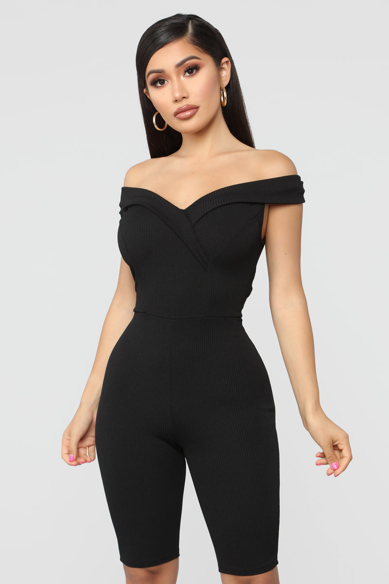 Waiting For You Ribbed Biker Romper - Black | Fashion Nova, Rompers ...