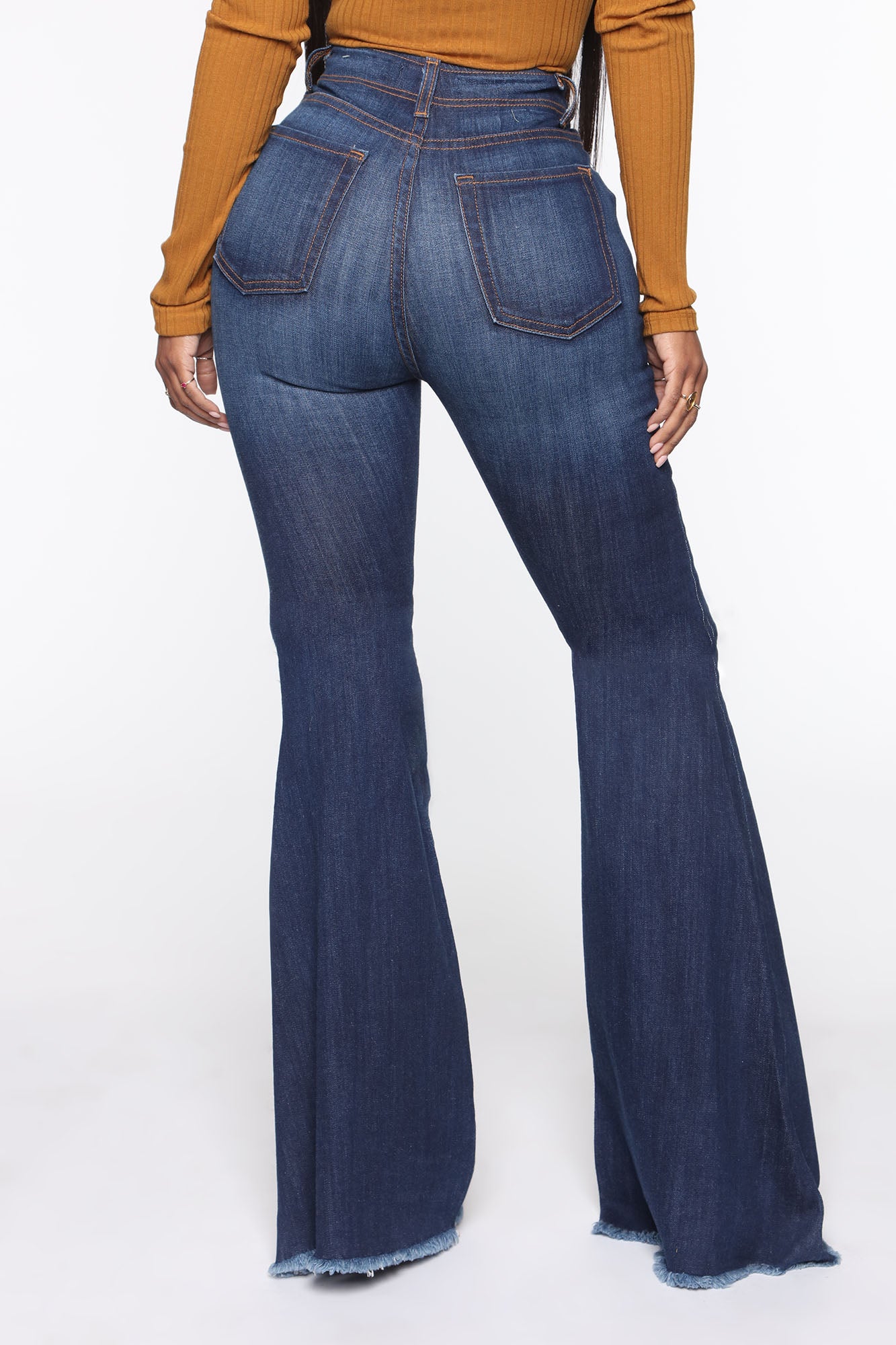 Stacked For Days Bell Bottom Jeans - Dark Denim – Fashion Nova