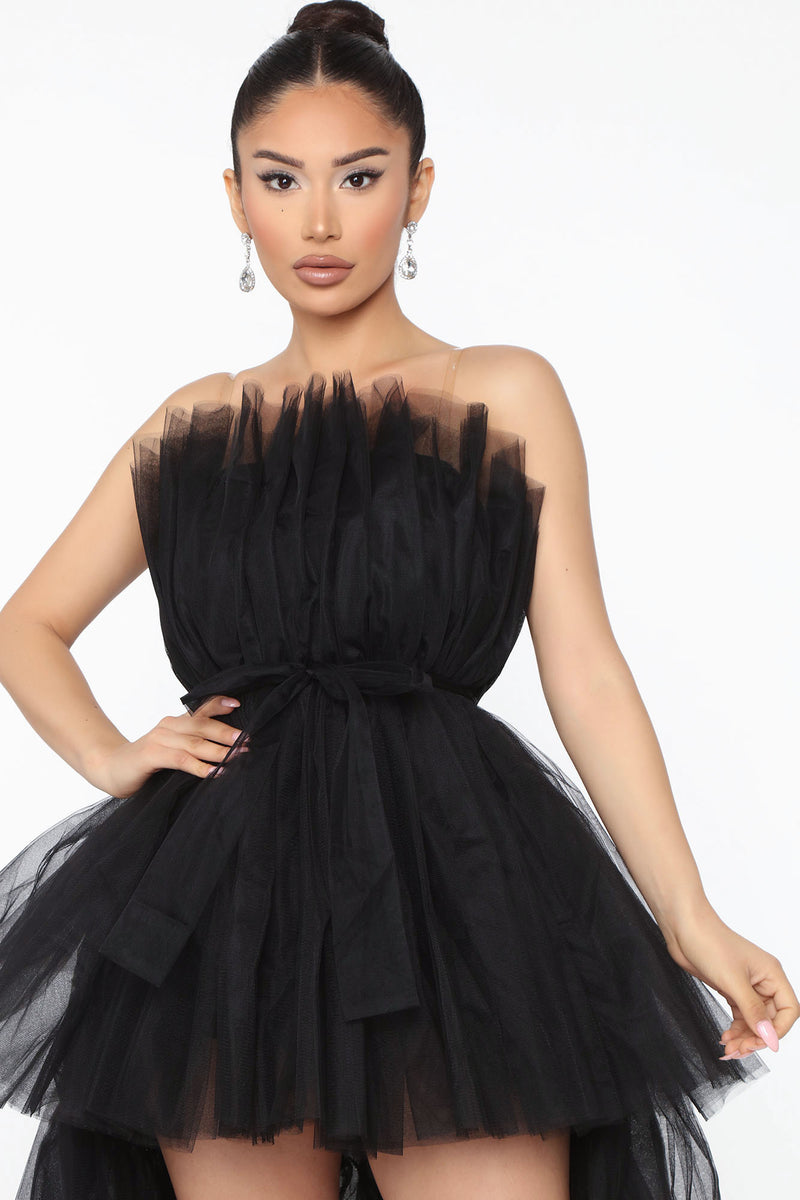 sexy black tulle dress