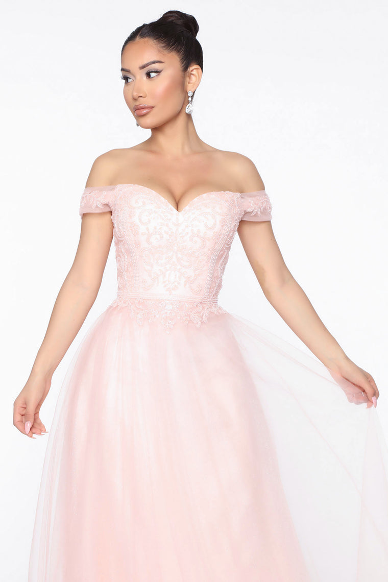pink beaded maxi dress