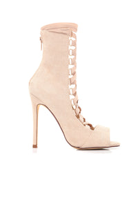 Drag Me Down Lace Up Bootie - Nude