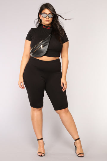 plus size black biker shorts