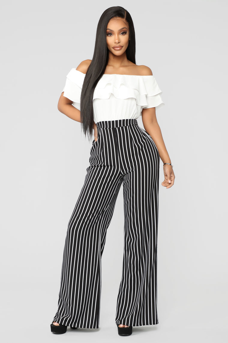 jumpsuit black and white stripes