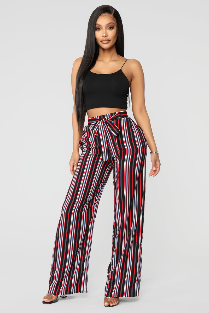 Spring Fever Striped Tie Waist Pants - Black | Fashion Nova, Pants ...