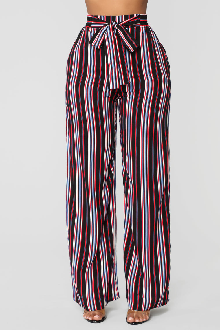 striped tie waist trousers