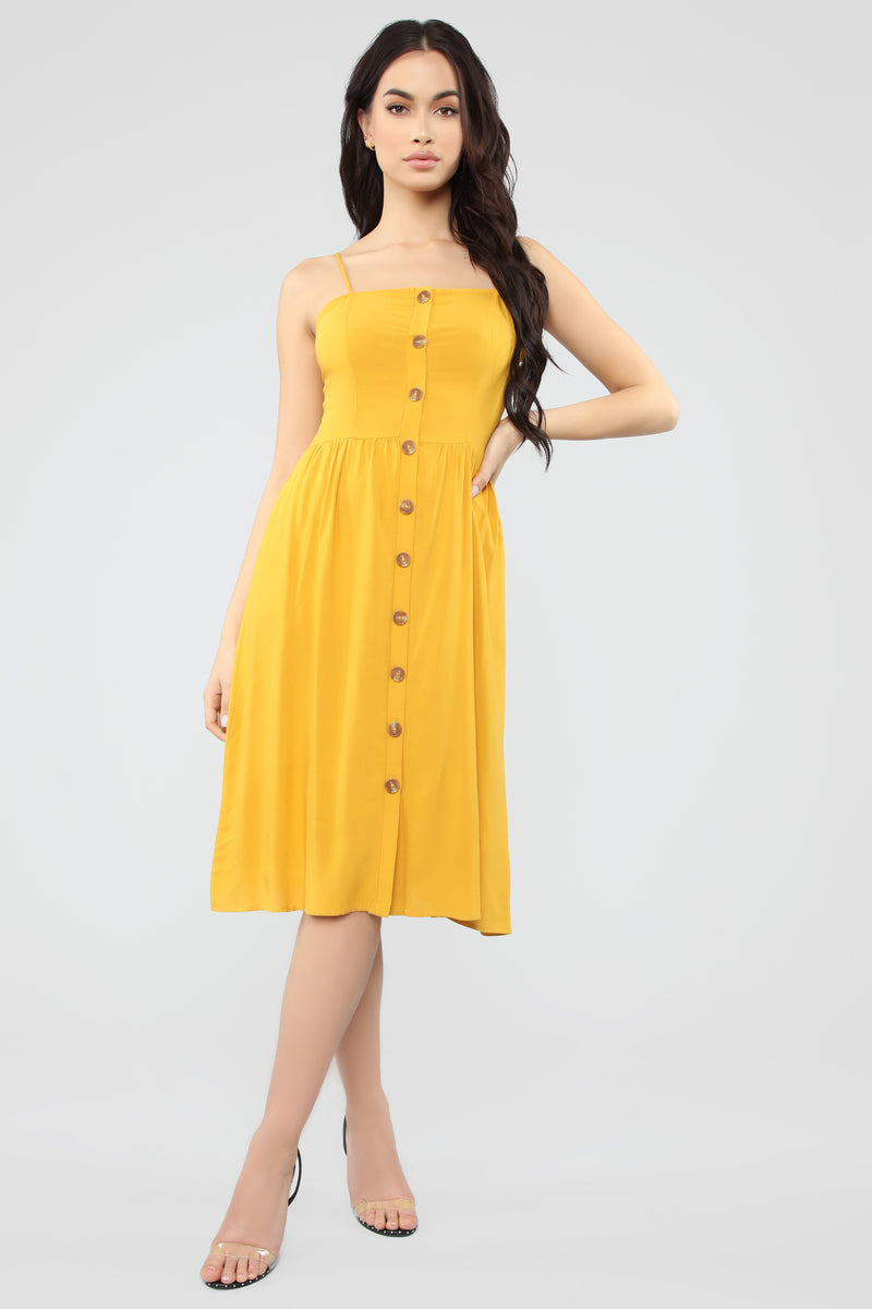 Simple Sweet Button Front Dress - Mustard | Fashion Nova, Dresses ...