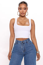 Kimmy Square Neck Tank - White