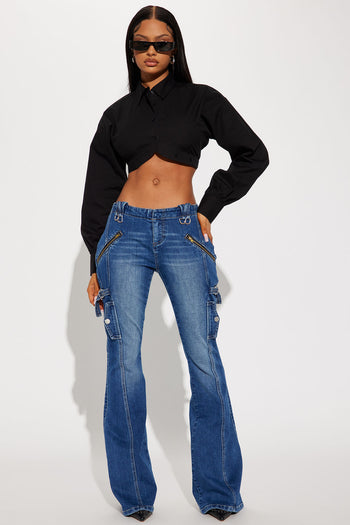 BDG Lace-Up Low-Rise Flared Jeans