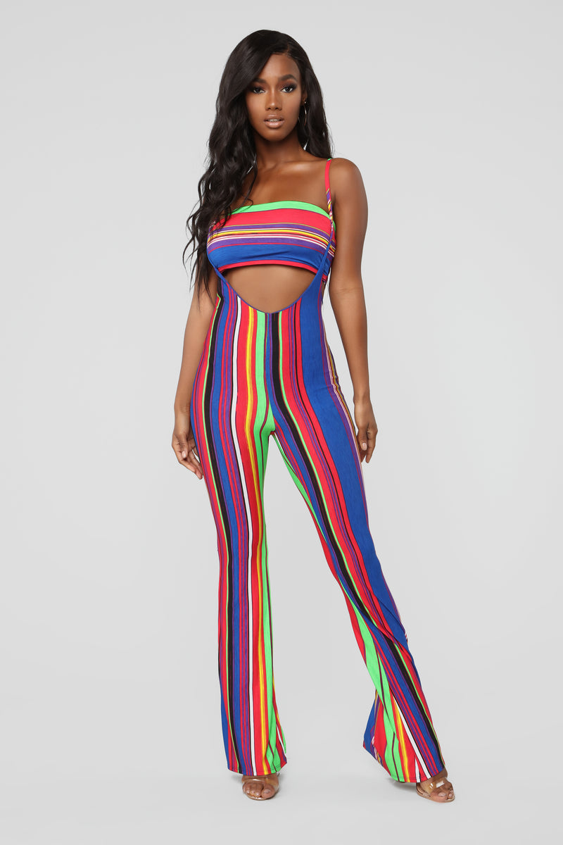 Stripes Out Overall Pant Set - Multi | Fashion Nova, Matching Sets ...