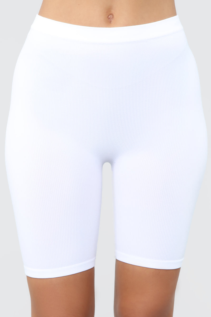 womens white bicycle shorts