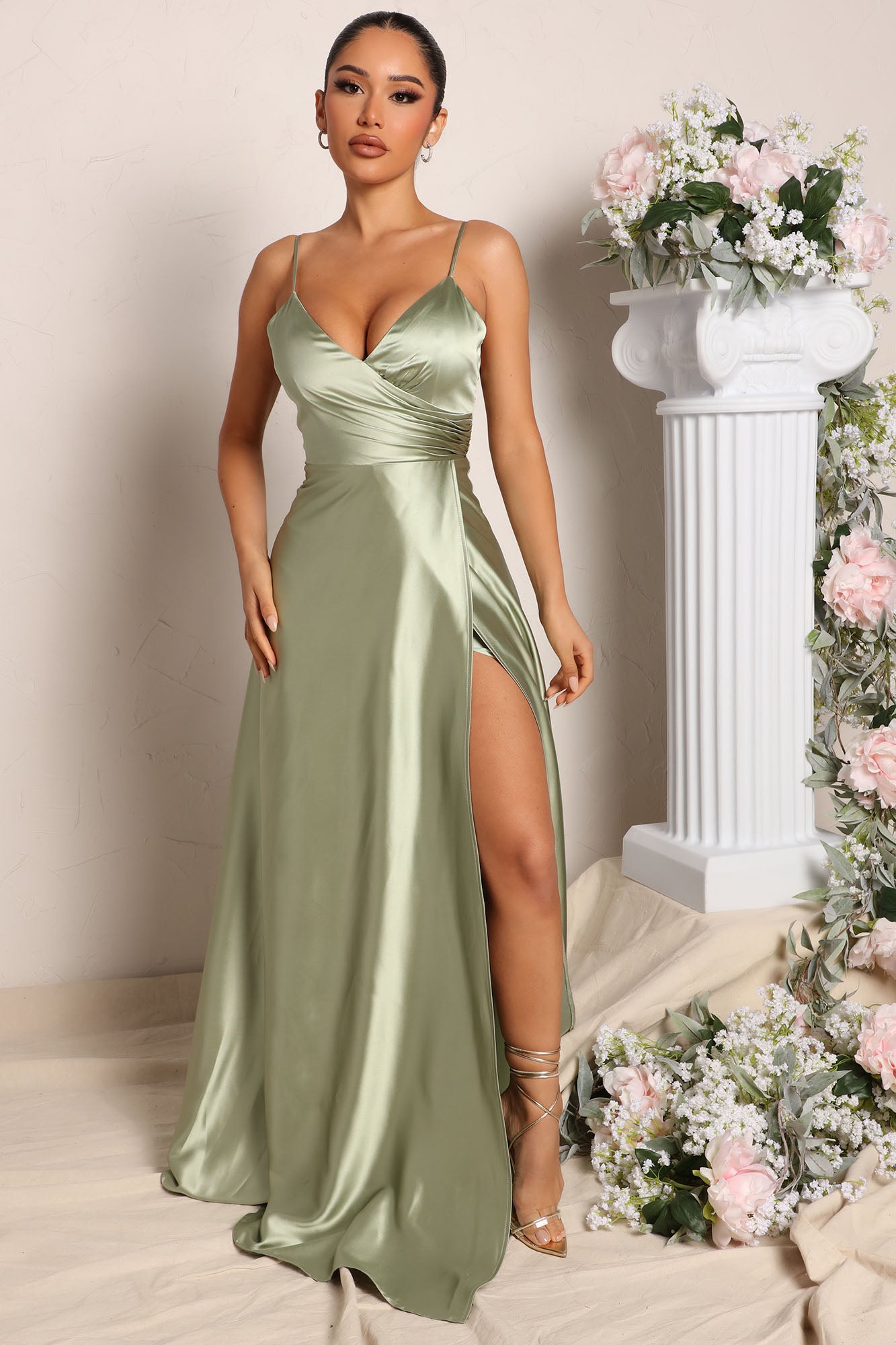 grind schoonmaken Huis Mia Satin Maxi Dress - Green | Fashion Nova, Dresses | Fashion Nova