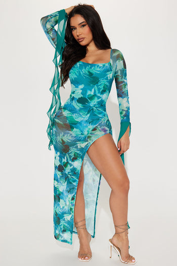 Arianna Mesh Mini Dress - Teal, Fashion Nova, Dresses