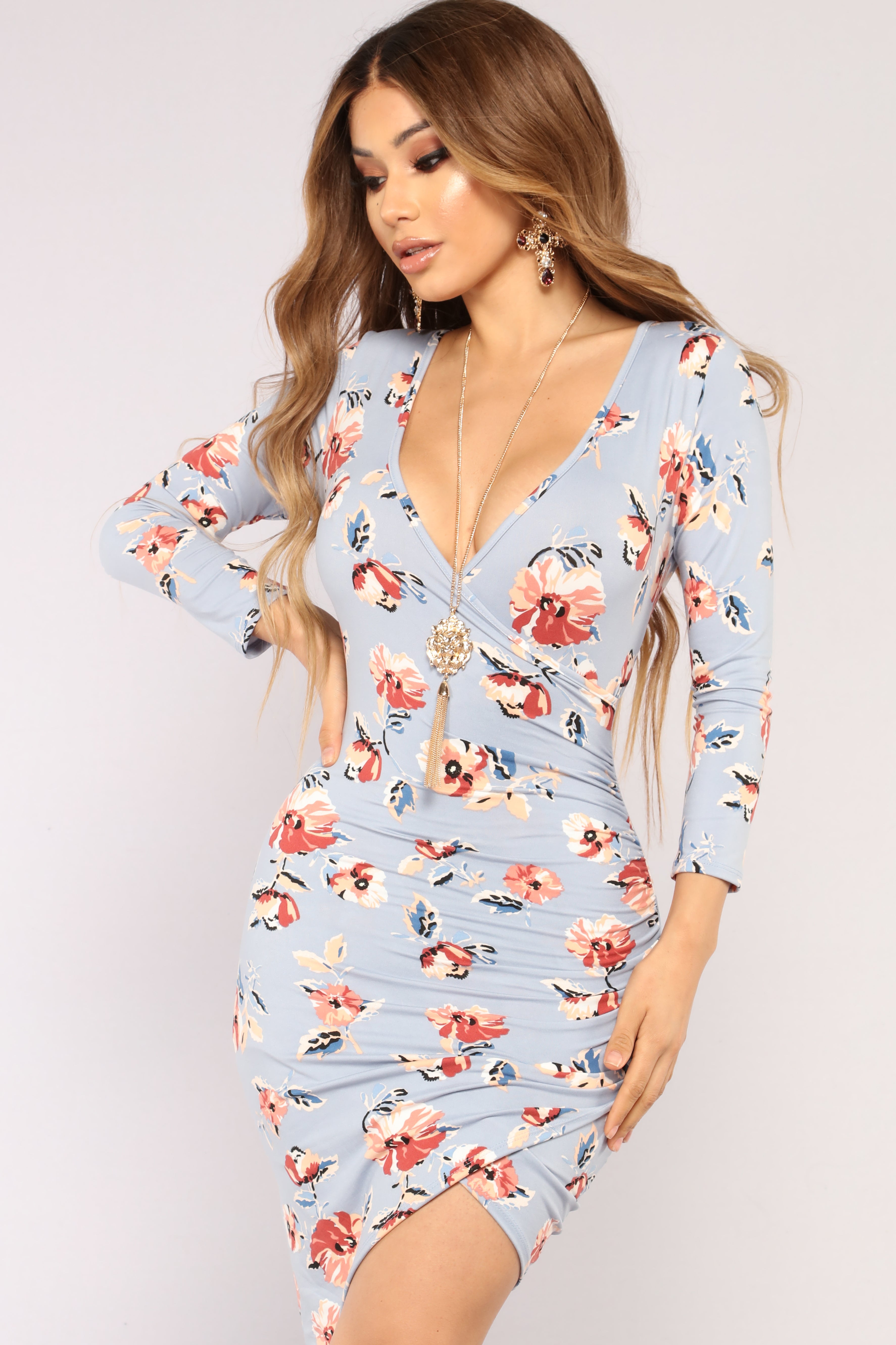 Wallflower Floral Dress - Blue/Blush