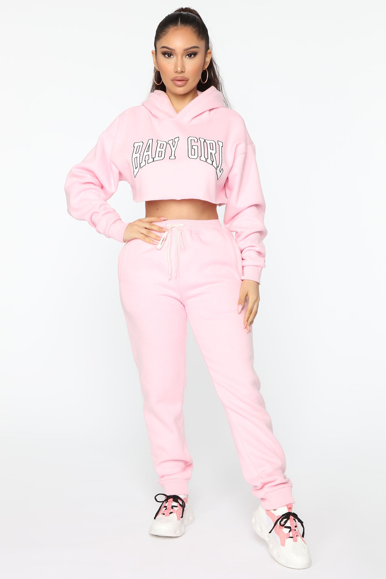 baby pink crop hoodie