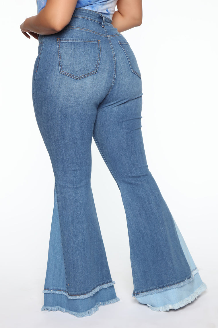 Only The Best Vibes Bell Bottom Jeans - Medium Blue Wash, Jeans ...
