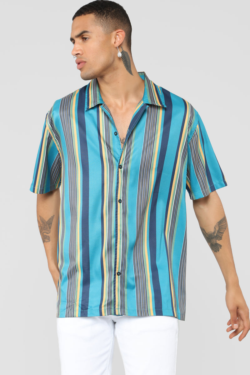 Sinatra Short Sleeve Woven Top - Blue/combo | Fashion Nova, Mens Shirts ...