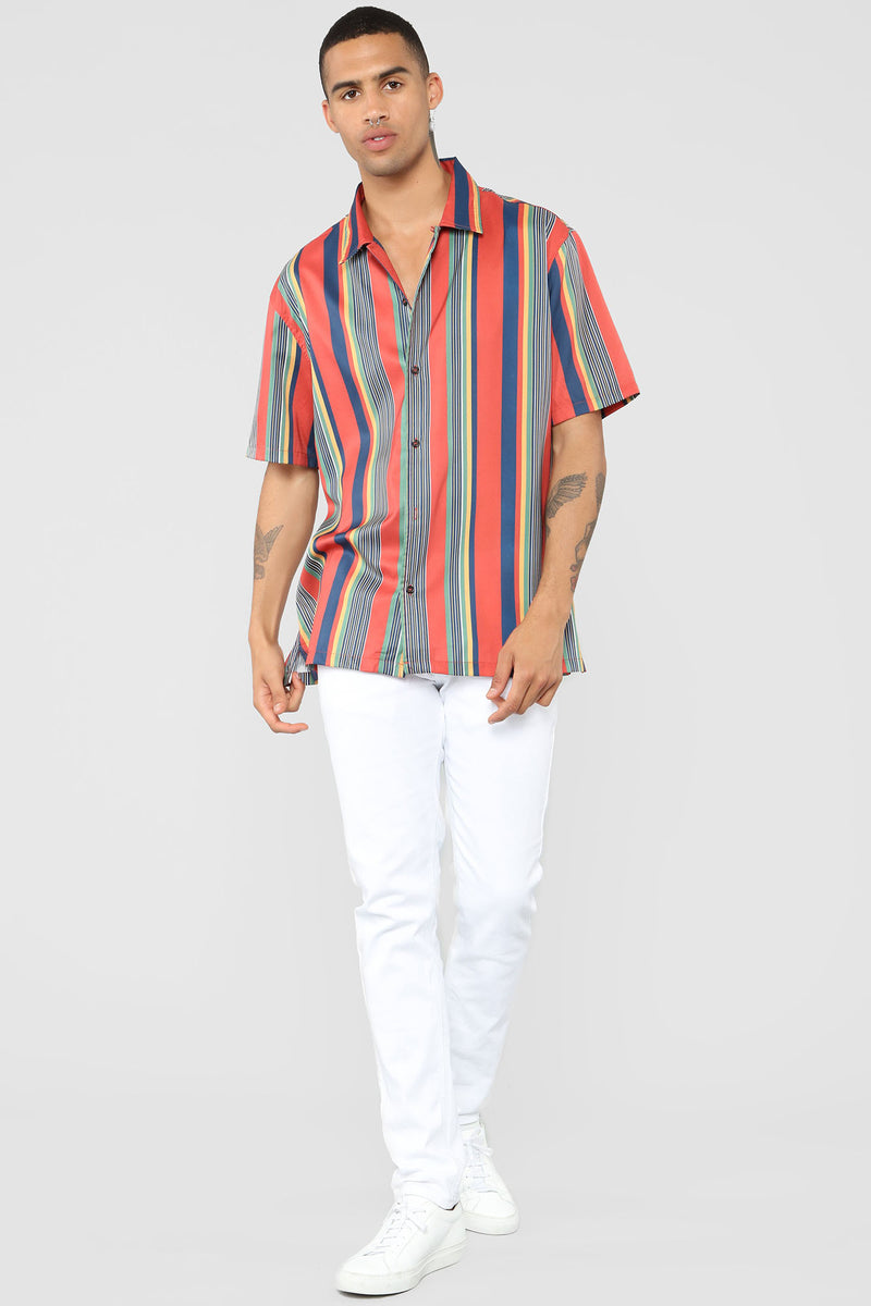 Sinatra Short Sleeve Woven Top - Red/combo | Fashion Nova, Mens Shirts ...