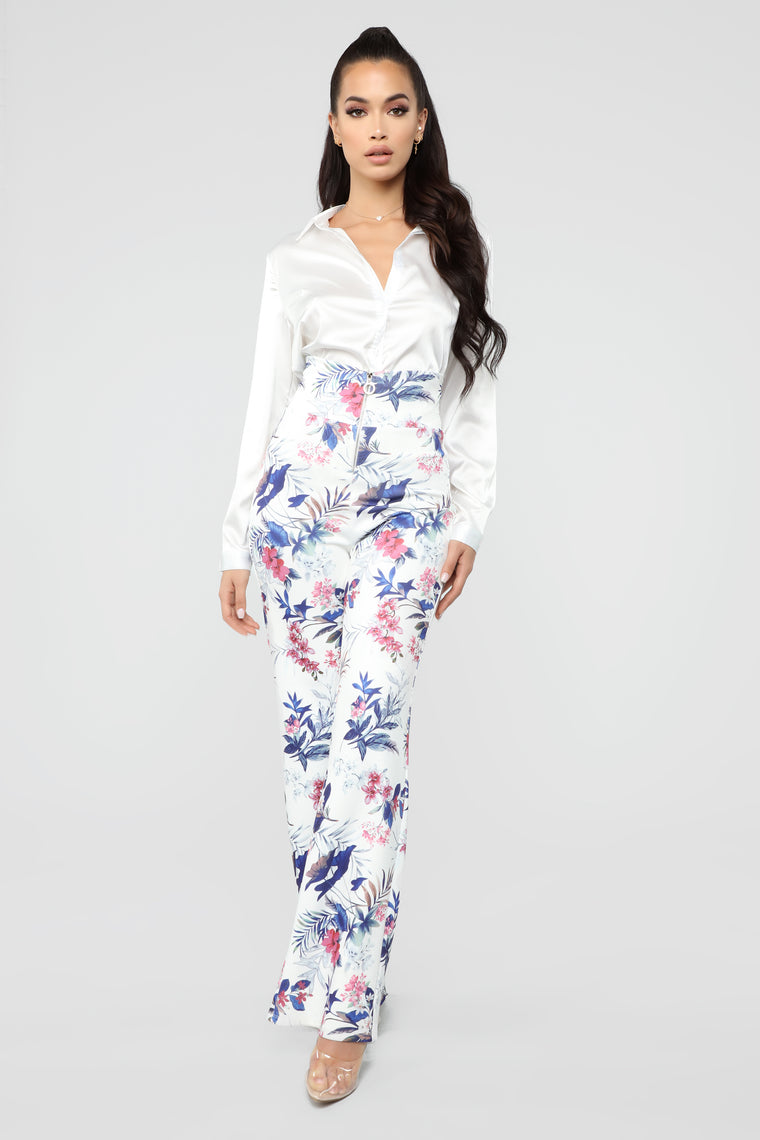 high waisted floral pants
