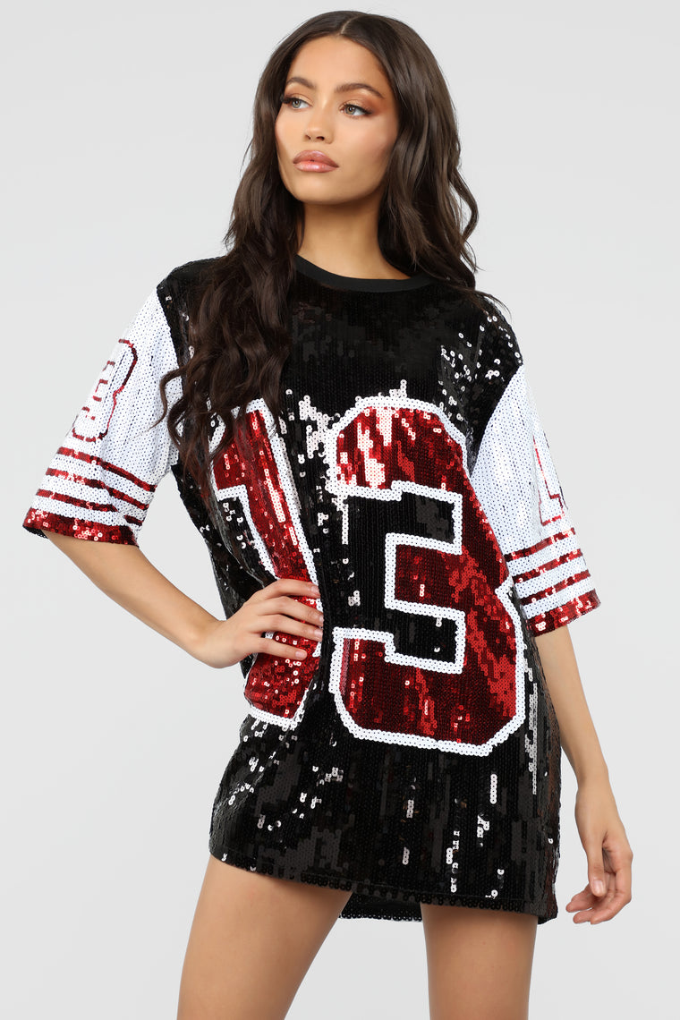 custom sequin jersey dress