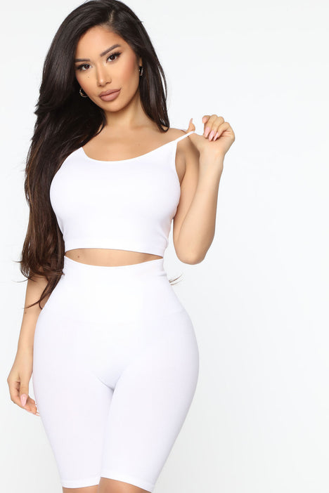 fashion nova white biker shorts